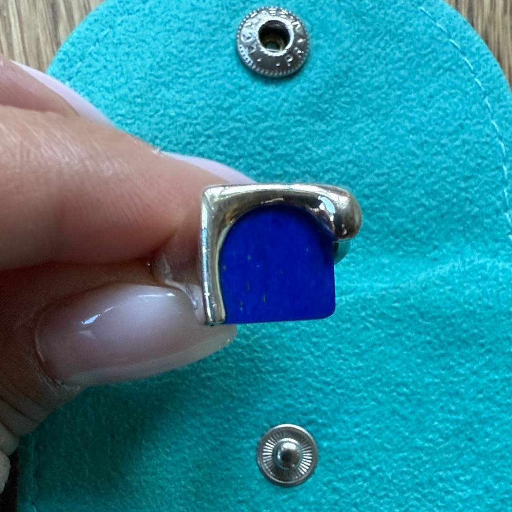 Tiffany and Co. Silver and Lapis Square Ring